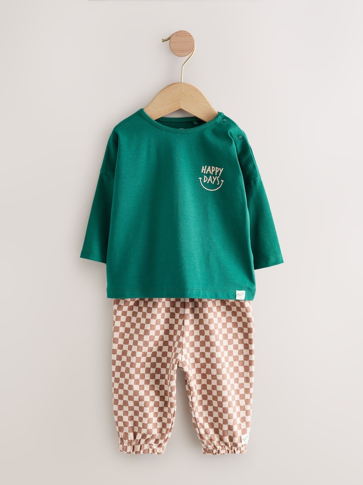 Green/Orange Checkerboard Baby Top and Trousers Set (0mths-2yrs) - Image 1 of 4