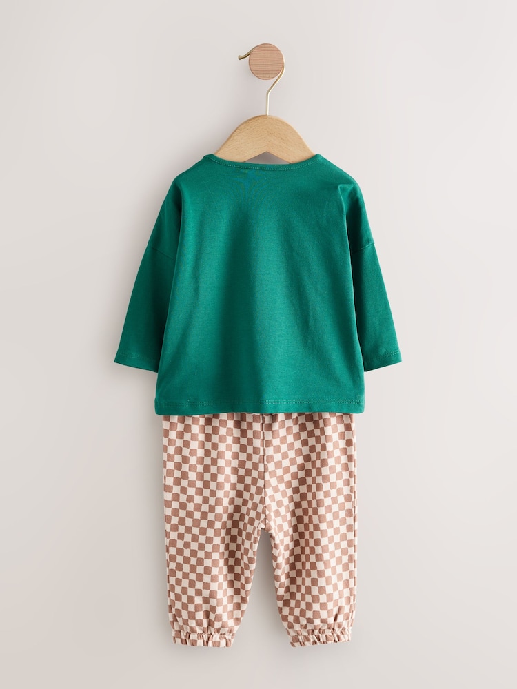Green/Orange Checkerboard Baby Top and Trousers Set (0mths-2yrs) - Image 2 of 4