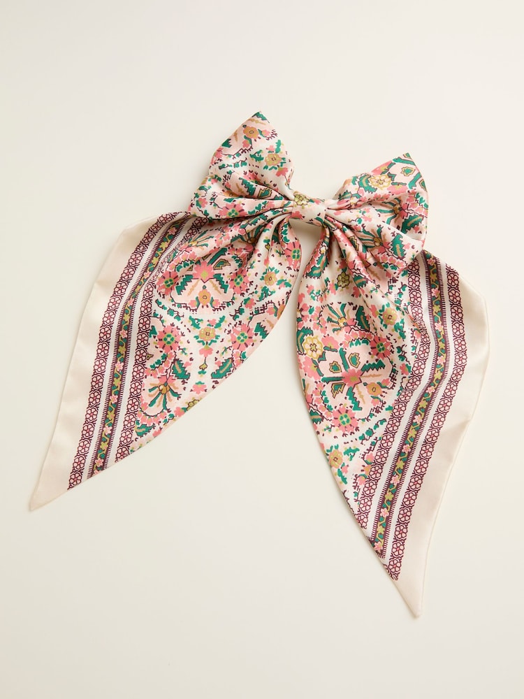 FatFace Chalk White Ornate Paisley Hair Bow - Image 1 of 2