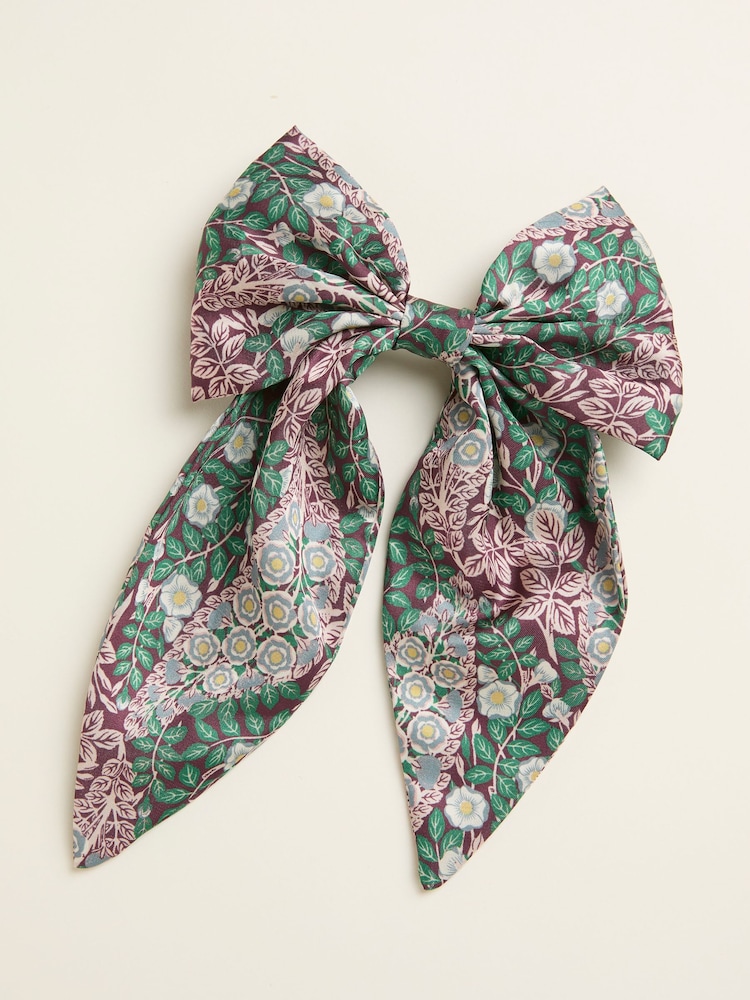 FatFace Burgundy Red Japanese Rose Hair Bow - Image 1 of 2