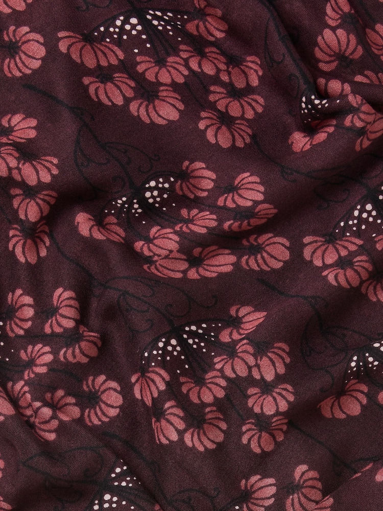 FatFace Burgundy Red Meadow Floral Scarf - Image 2 of 2 FatFace Burgundy Red Meadow Floral Scarf - Image 2 of 2