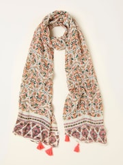 FatFace Chalk White Ornate Paisley Scarf - Image 1 of 2