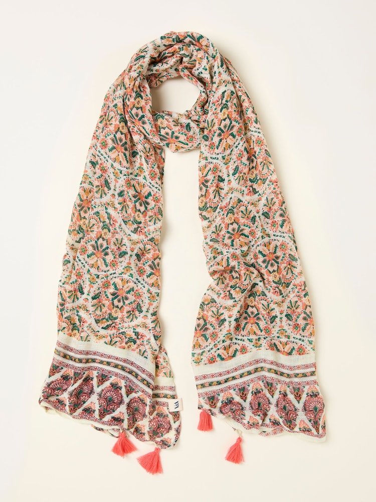 FatFace Chalk White Ornate Paisley Scarf - Image 1 of 2