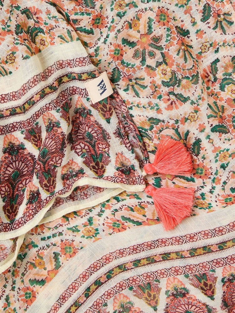 FatFace Chalk White Ornate Paisley Scarf - Image 2 of 2