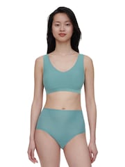 Chantelle Green Soft Stretch Seamless V-Neck Padded Crop Top Bralette, Peacock Green - Image 4 of 4