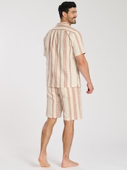 South Beach Red Jacquard 100% Cotton Shorts - Image 3 of 4