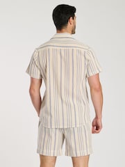 South Beach Blue Crochet Stripe 100% Cotton Shorts - Image 3 of 5
