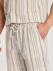 South Beach Blue Crochet Stripe 100% Cotton Shorts - Image 5 of 5