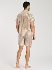 South Beach Red Crochet Zig Zag Stripe 100% Cotton Shorts - Image 3 of 4