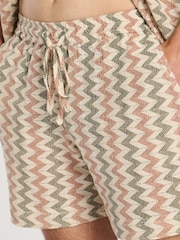 South Beach Red Crochet Zig Zag Stripe 100% Cotton Shorts - Image 4 of 4