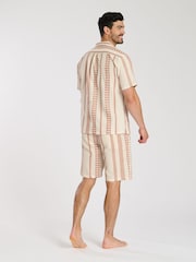 South Beach Red 100% Cotton Jacquard Short Sleeve Shirt - Image 2 of 5
