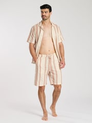 South Beach Red 100% Cotton Jacquard Short Sleeve Shirt - Image 3 of 5