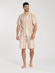 South Beach Red 100% Cotton Jacquard Short Sleeve Shirt - Image 4 of 5