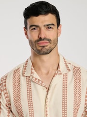 South Beach Red 100% Cotton Jacquard Short Sleeve Shirt - Image 5 of 5