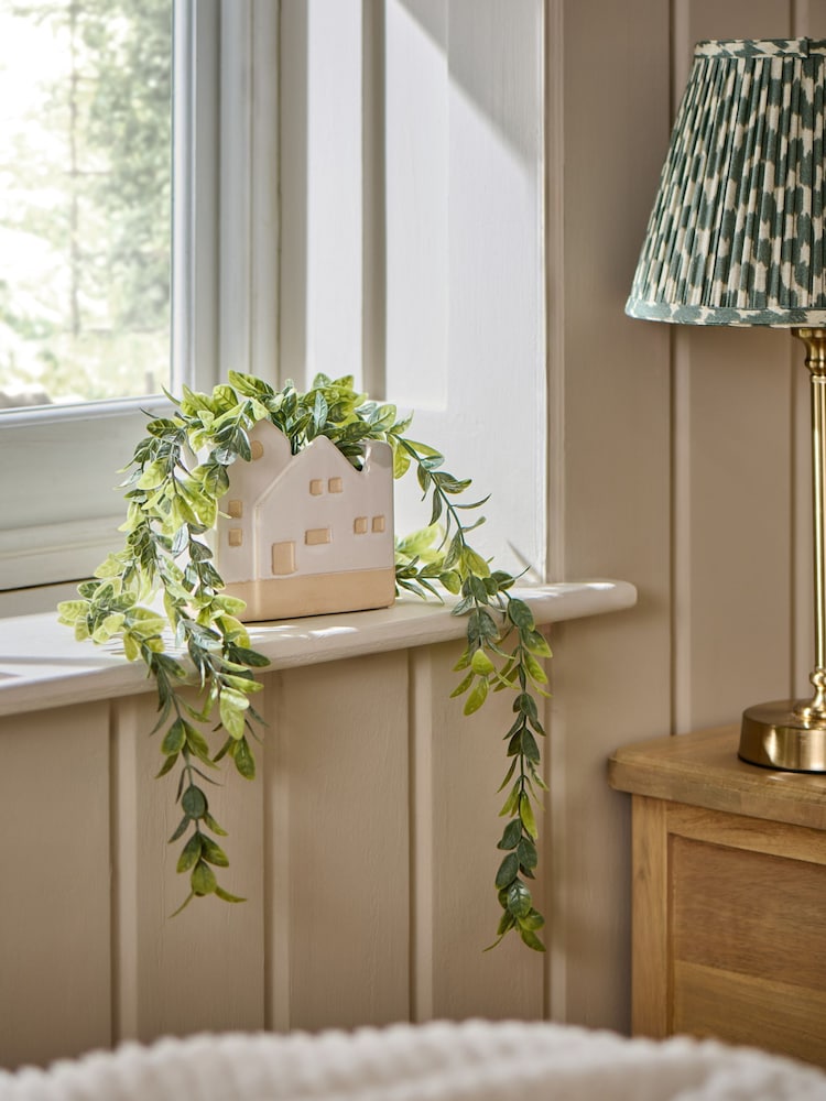 Green Artificial Trailing Plant In House Shaped Pot - Image 1 of 3