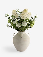 White Artificial Hydrangea Arrangement in Vase - Image 1 of 4