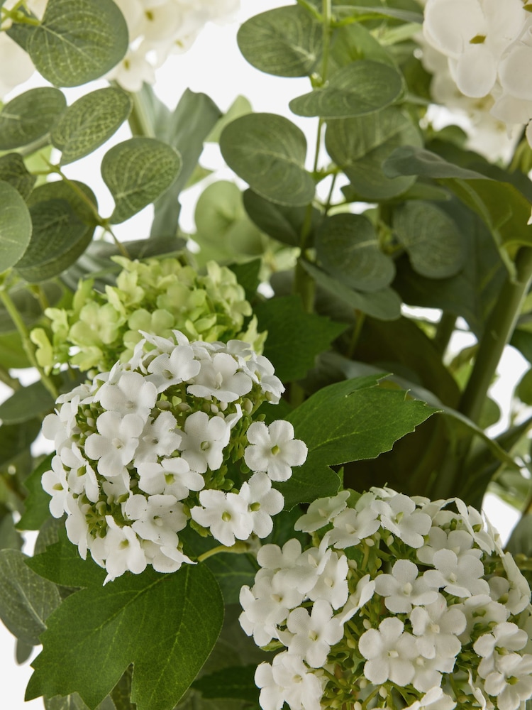 White Artificial Hydrangea Arrangement in Vase - Image 2 of 4