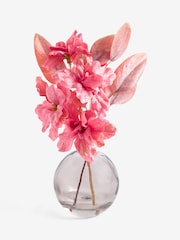 Metallic Pink Artificial Azalea In Glass Vase - Image 1 of 1