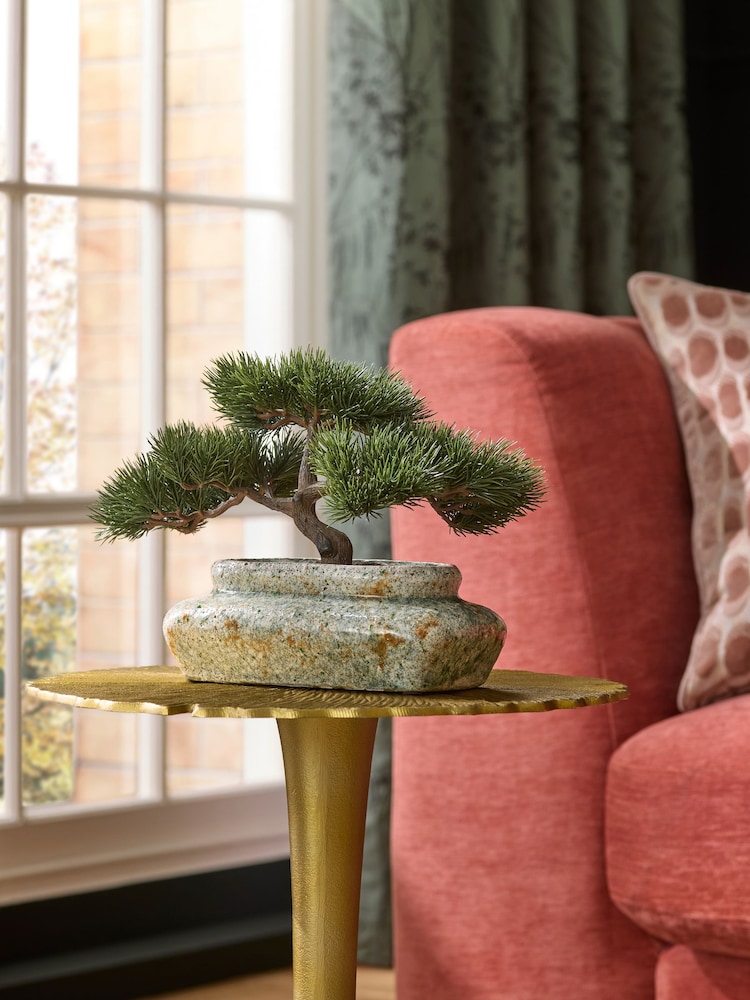 Green Artificial Pine Bonsai in Reactive Ceramic Pot - Image 1 of 3