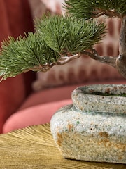 Green Artificial Pine Bonsai in Reactive Ceramic Pot - Image 2 of 3