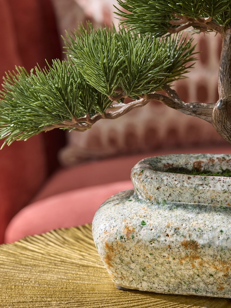 Green Artificial Pine Bonsai in Reactive Ceramic Pot - Image 2 of 3