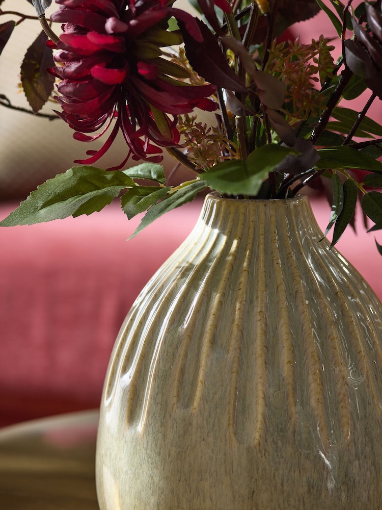 Red/Purple Artificial Dark Floral Arrangement in Ceramic Vase - Image 2 of 4