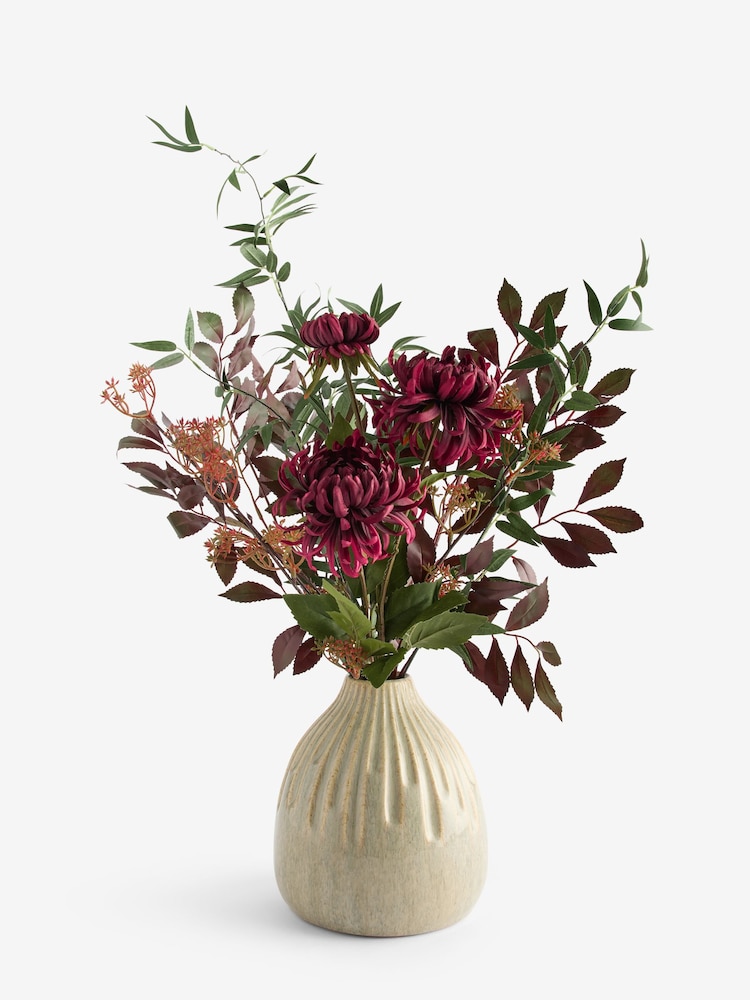 Red/Purple Artificial Dark Floral Arrangement in Ceramic Vase - Image 4 of 4 Red/Purple Artificial Dark Floral Arrangement in Ceramic Vase - Image 4 of 4