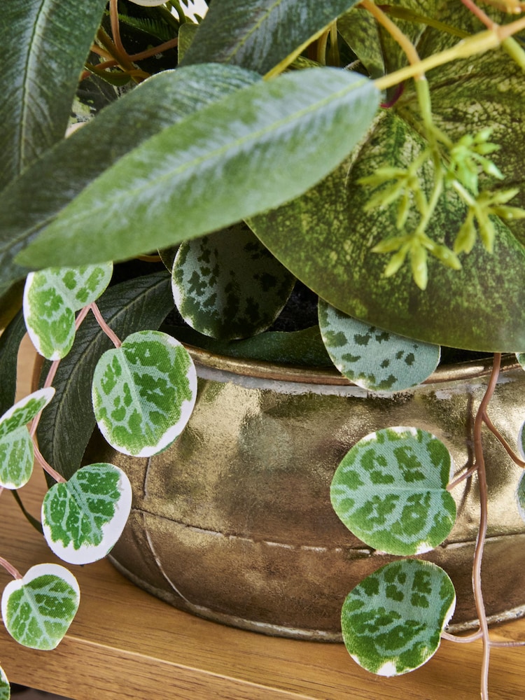 Green Artificial Plant in Metal Bowl - Image 2 of 4
