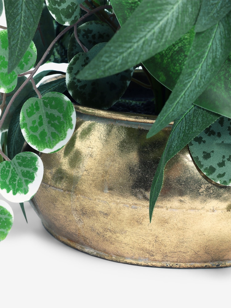 Green Artificial Plant in Metal Bowl - Image 4 of 4