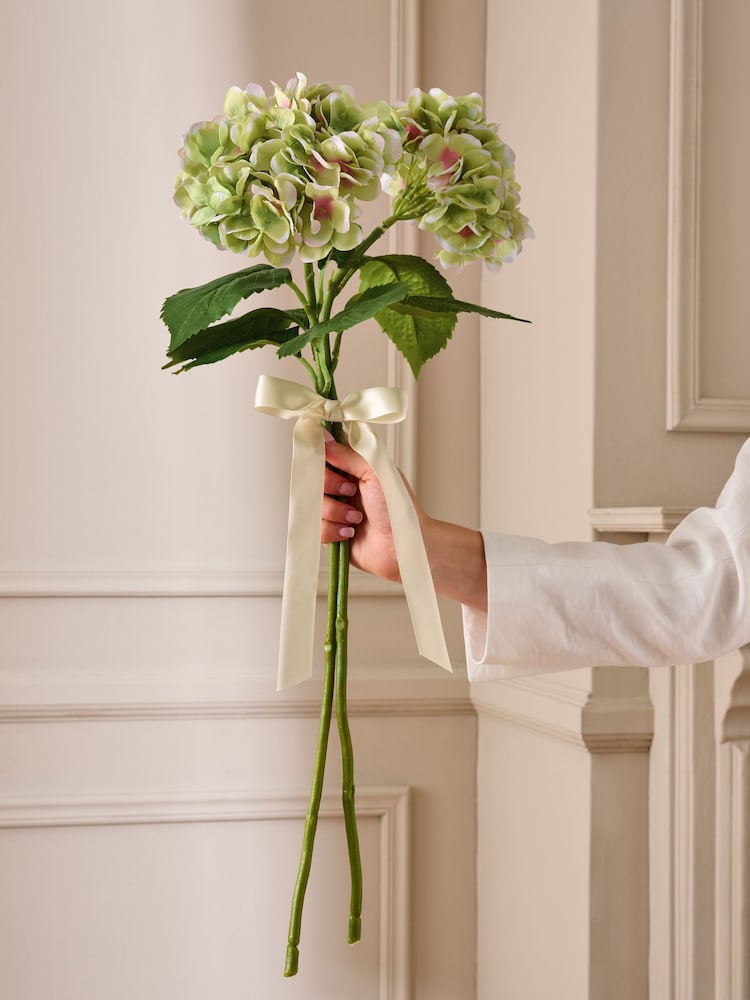 Green Artificial Hydrangea (2 Stems) - Image 1 of 6