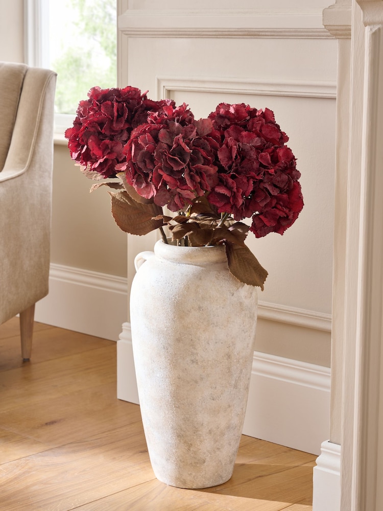 Red Large Artificial Hydrangea (2 Stems) - Image 2 of 6 Red Large Artificial Hydrangea (2 Stems) - Image 2 of 6
