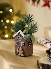 Green Artificial Winter Foliage In A Gingerbread House - Image 3 of 4