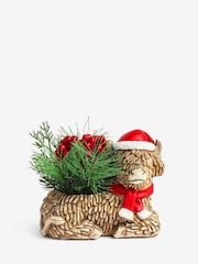 Red/Green Hamish The Highland Cow Artificial Christmas Arrangement - Image 1 of 2