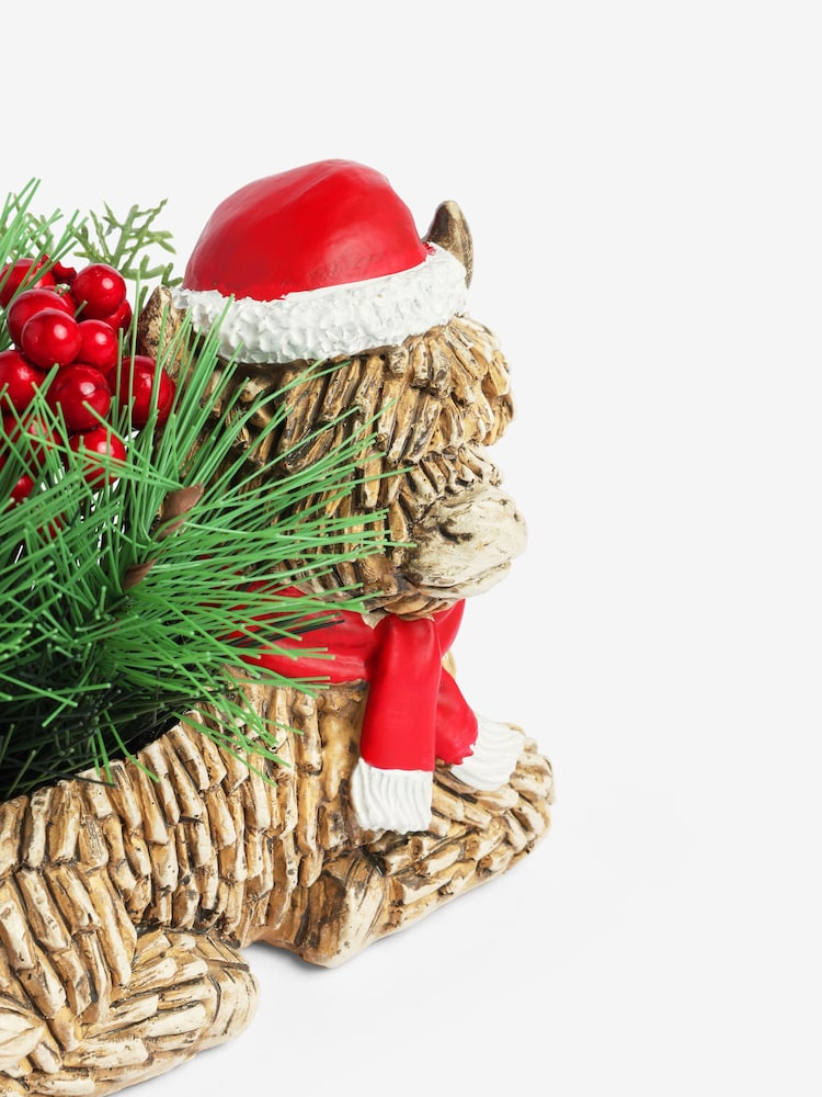 Red/Green Hamish The Highland Cow Artificial Christmas Arrangement - Image 2 of 2