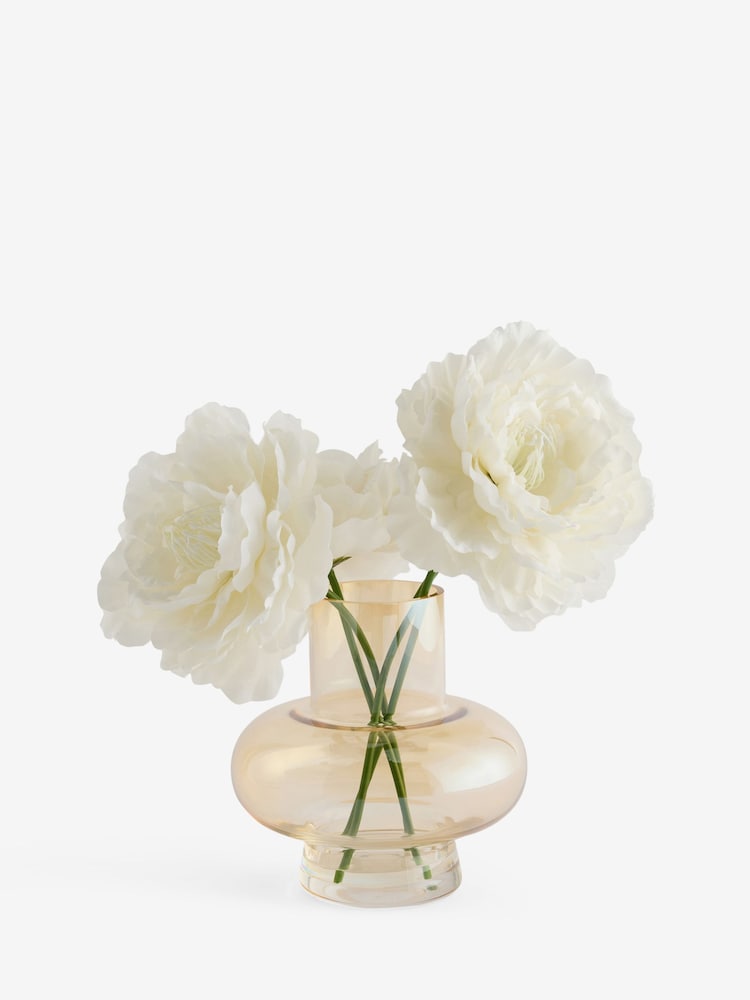 White Chic Blossom Stems Artificial Flower in Glass Vase - Image 1 of 2