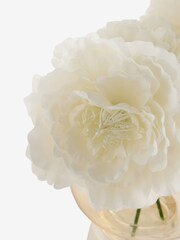 White Chic Blossom Stems Artificial Flower in Glass Vase - Image 2 of 2