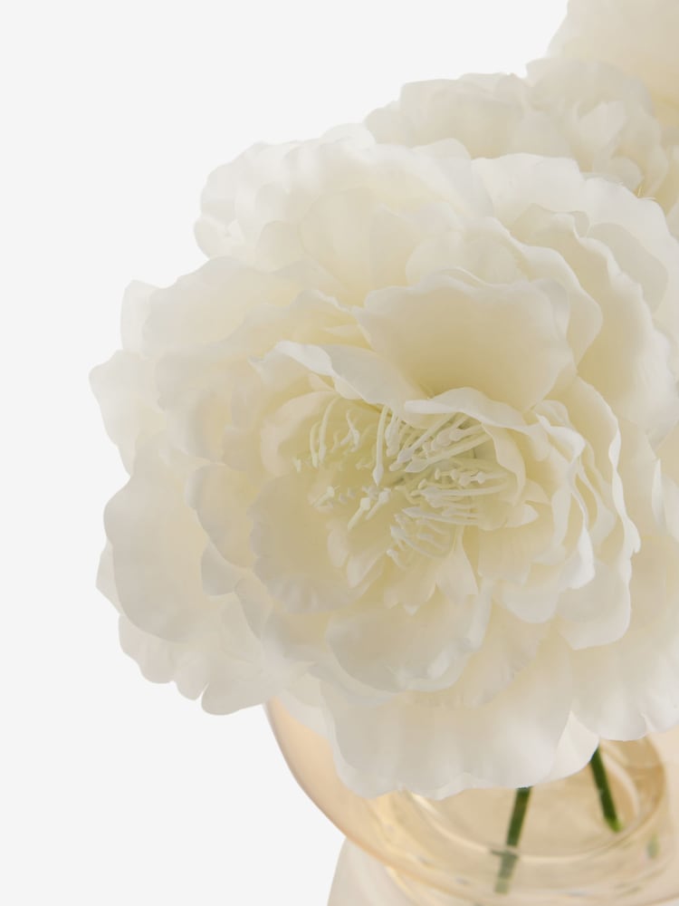 White Chic Blossom Stems Artificial Flower in Glass Vase - Image 2 of 2