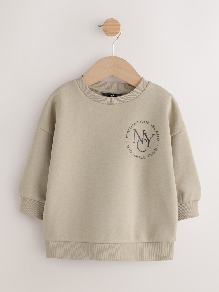 Cemento - Printed Crew Neck Cotton Sweatshirt (3mths-7yrs) - Imagen 1 de 4