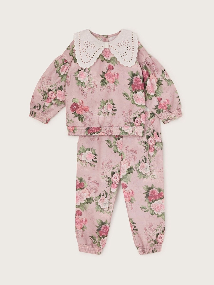 Monsoon Pink Baby Floral Collar Set - Image 1 of 1 Monsoon Pink Baby Floral Collar Set - Image 1 of 1