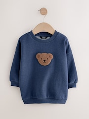Navy Blue Bear Crew Neck Cotton Sweatshirt (3mths-7yrs) - Image 1 of 4