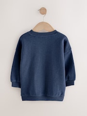 Navy Blue Bear Crew Neck Cotton Sweatshirt (3mths-7yrs) - Image 2 of 4