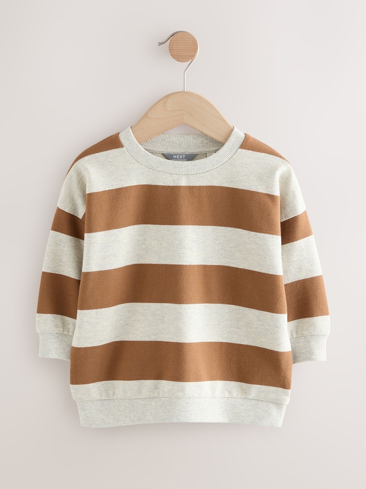 Chocolate Brown/Ecru All-Over Print Crew Neck Sweatshirt (3mths-7yrs) - Image 1 of 4 Chocolate Brown/Ecru All-Over Print Crew Neck Sweatshirt (3mths-7yrs) - Image 1 of 4