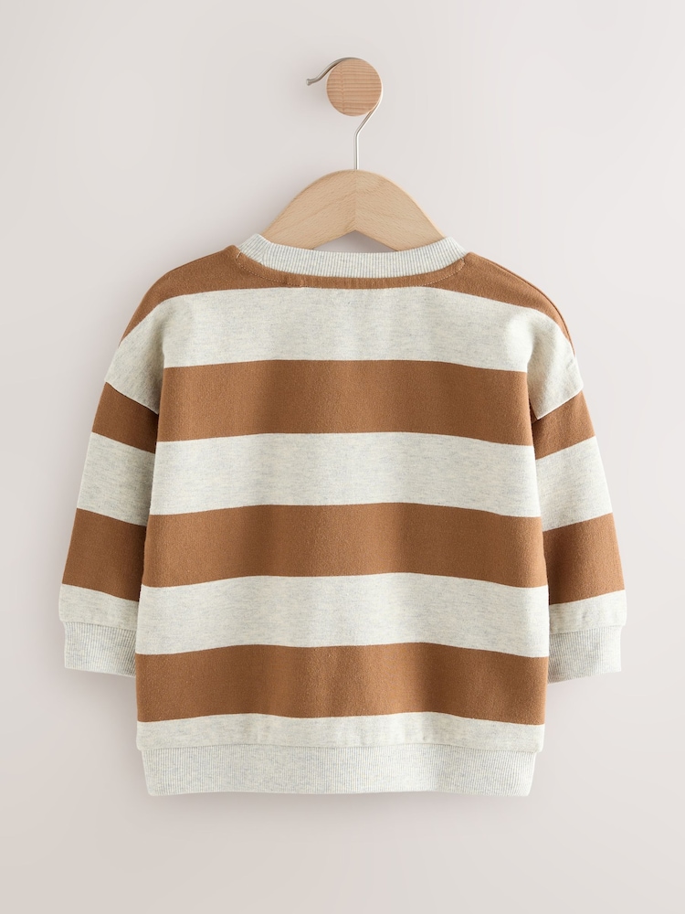 Chocolate Brown/Ecru All-Over Print Crew Neck Sweatshirt (3mths-7yrs) - Image 2 of 4 Chocolate Brown/Ecru All-Over Print Crew Neck Sweatshirt (3mths-7yrs) - Image 2 of 4