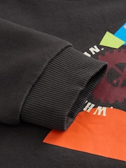 Charcoal Grey Bright Back Printed Crew Neck Jersey Sweatshirt (3mths-7yrs) - Image 4 of 4