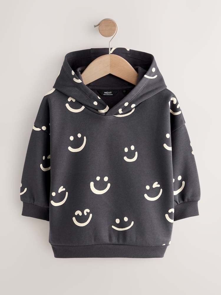 أسود/أبيض - Long Sleeve Printed Hoodie (3mths-7yrs) - صورة 1 من 4