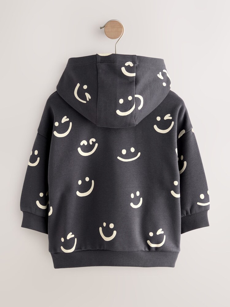 أسود/أبيض - Long Sleeve Printed Hoodie (3mths-7yrs) - صورة 2 من 4