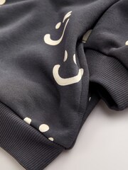 أسود/أبيض - Long Sleeve Printed Hoodie (3mths-7yrs) - صورة 4 من 4
