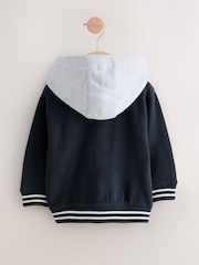 Navy Blue Bear Jersey Bomber Jacket (3mths-7yrs) - Image 6 of 9