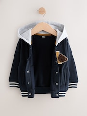 Navy Blue Bear Jersey Bomber Jacket (3mths-7yrs) - Image 7 of 9