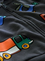 Navy All-Over Print Zip Through Hoodie (3mths-7yrs) - Image 3 of 4